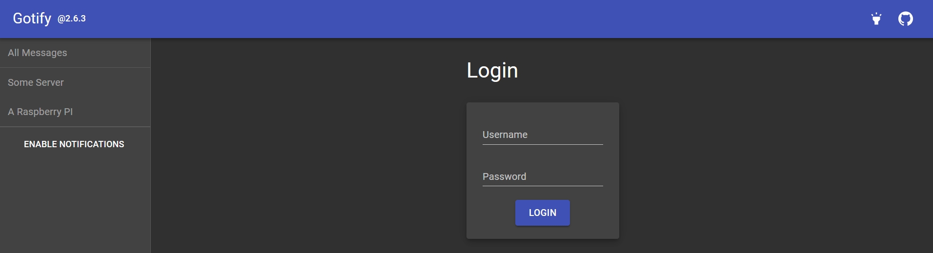 Page de connexion Gotify