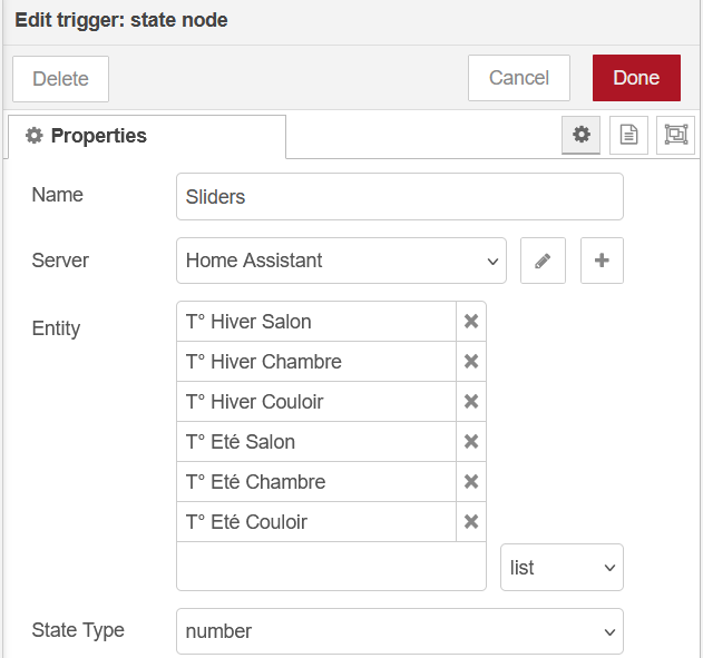 Node-RED trigger state node for sliders