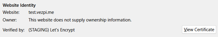 TLS certificate verified with the staging Let's Encrypt server