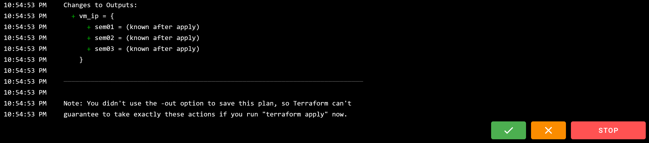 Semaphore UI task Terraform plan
