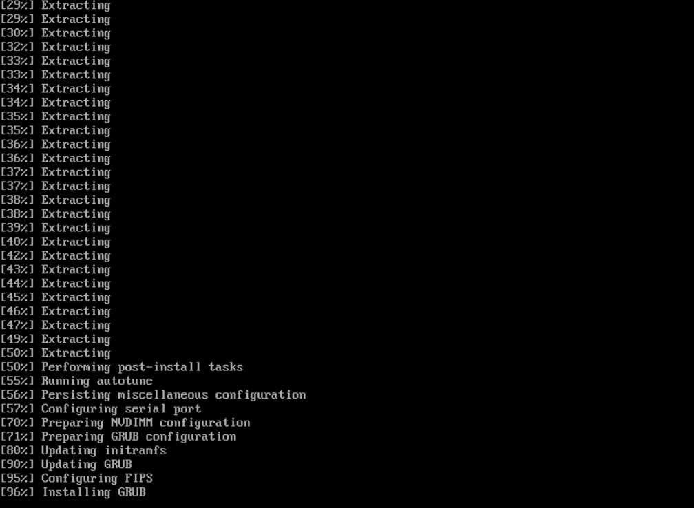 Progression de l'installation de TrueNAS