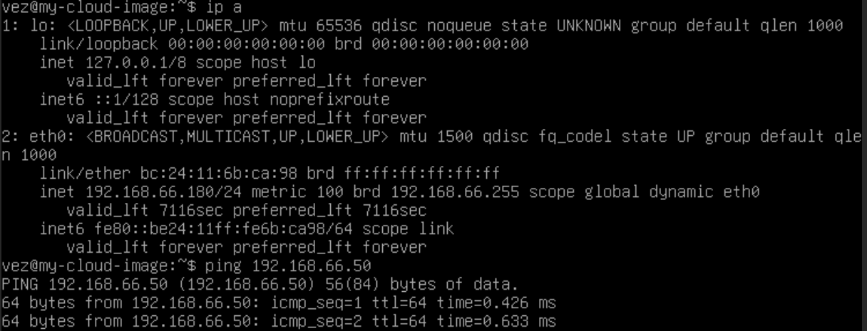 Ping d’une autre machine dans le même VLAN
