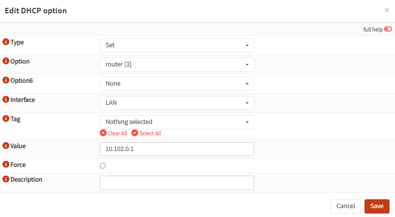 Options DHCP dans Dnsmasq