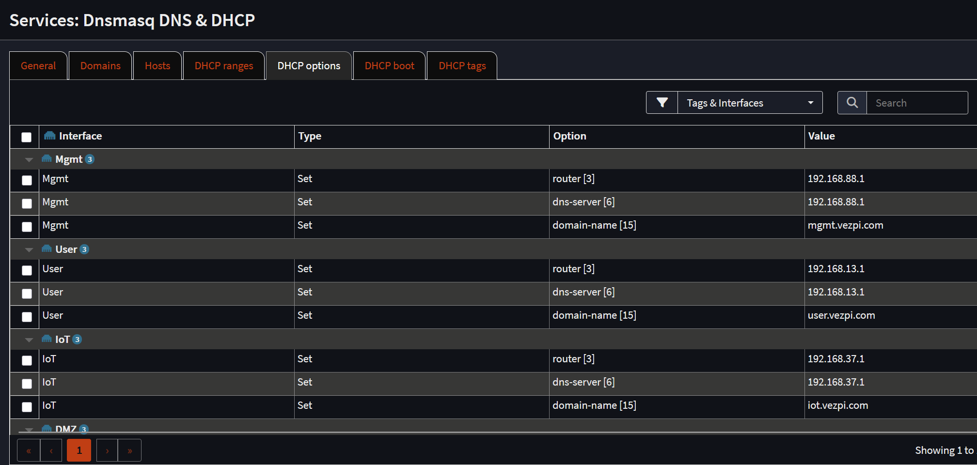 Options DHCP de Dnsmasq dans OPNsense