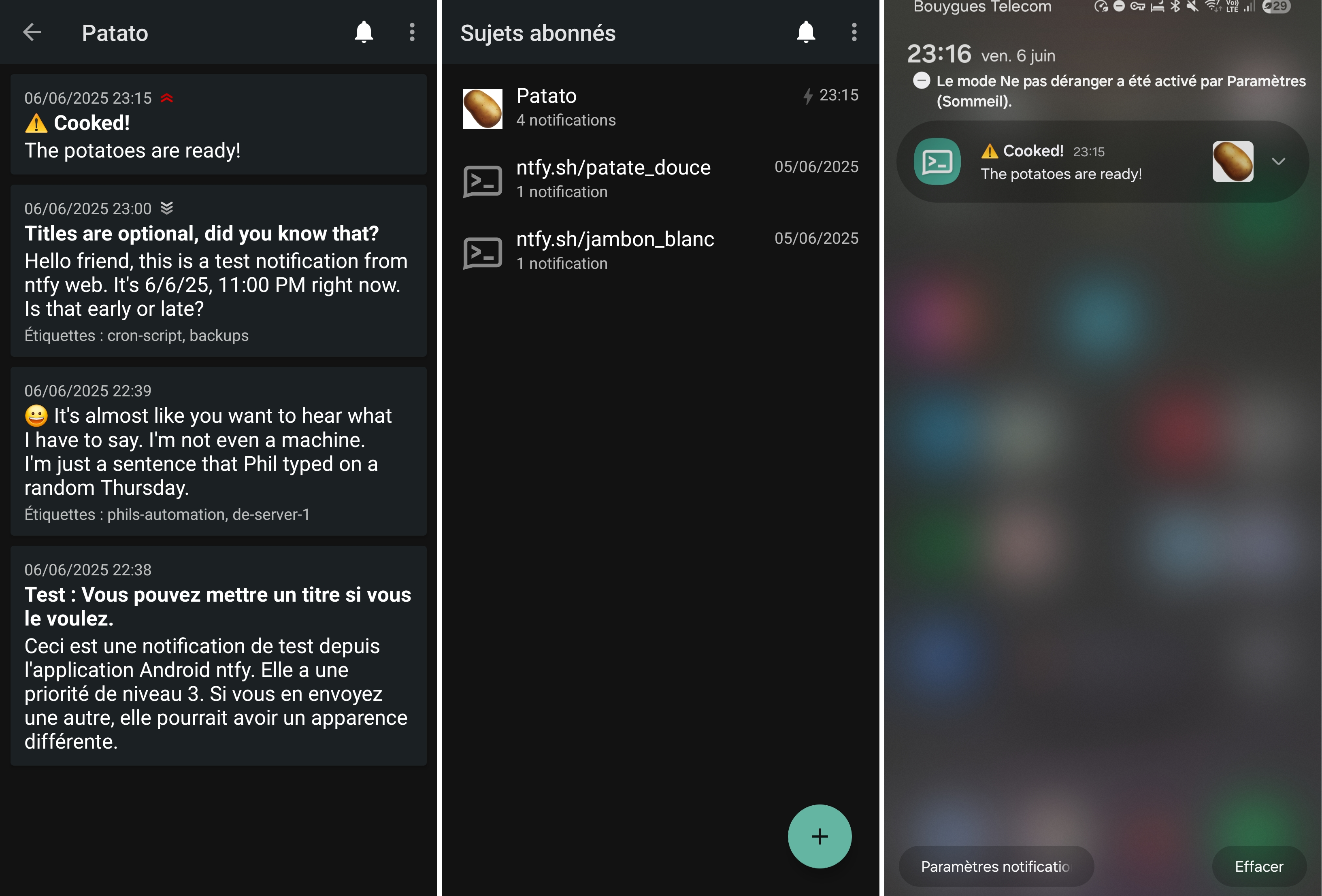 Ntfy's Android App screenshots