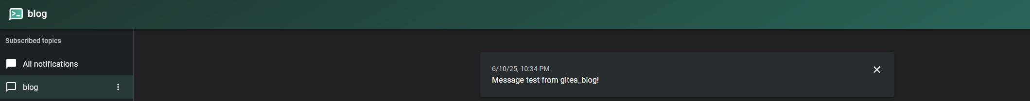 Testing Ntfy messages in the blog topic